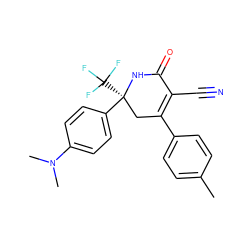 Cc1ccc(C2=C(C#N)C(=O)N[C@@](c3ccc(N(C)C)cc3)(C(F)(F)F)C2)cc1 ZINC001772593898