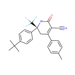 Cc1ccc(C2=C(C#N)C(=O)N[C@](c3ccc(C(C)(C)C)cc3)(C(F)(F)F)C2)cc1 ZINC001772611357