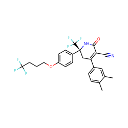 Cc1ccc(C2=C(C#N)C(=O)N[C@](c3ccc(OCCCC(F)(F)F)cc3)(C(F)(F)F)C2)cc1C ZINC001772612473