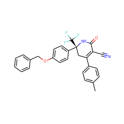 Cc1ccc(C2=C(C#N)C(=O)N[C@](c3ccc(OCc4ccccc4)cc3)(C(F)(F)F)C2)cc1 ZINC001772637627