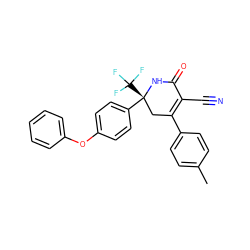 Cc1ccc(C2=C(C#N)C(=O)N[C@](c3ccc(Oc4ccccc4)cc3)(C(F)(F)F)C2)cc1 ZINC001772639798