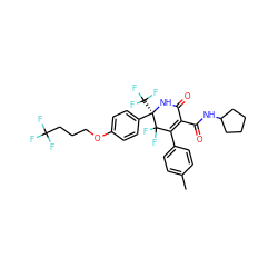 Cc1ccc(C2=C(C(=O)NC3CCCC3)C(=O)N[C@@](c3ccc(OCCCC(F)(F)F)cc3)(C(F)(F)F)C2(F)F)cc1 ZINC001772653360