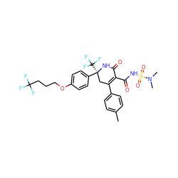 Cc1ccc(C2=C(C(=O)NS(=O)(=O)N(C)C)C(=O)N[C@@](c3ccc(OCCCC(F)(F)F)cc3)(C(F)(F)F)C2)cc1 ZINC000221929259