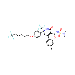 Cc1ccc(C2=C(C(=O)NS(=O)(=O)N(C)C)C(=O)N[C@@](c3ccc(OCCCCCC(F)(F)F)cc3)(C(F)(F)F)C2)cc1 ZINC001772657052