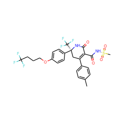 Cc1ccc(C2=C(C(=O)NS(C)(=O)=O)C(=O)N[C@@](c3ccc(OCCCC(F)(F)F)cc3)(C(F)(F)F)C2)cc1 ZINC001772597209