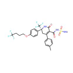 Cc1ccc(C2=C(C(=O)NS(N)(=O)=O)C(=O)N[C@@](c3ccc(OCCCC(F)(F)F)cc3)(C(F)(F)F)C2)cc1 ZINC001772601997