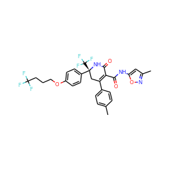 Cc1ccc(C2=C(C(=O)Nc3cc(C)no3)C(=O)N[C@](c3ccc(OCCCC(F)(F)F)cc3)(C(F)(F)F)C2)cc1 ZINC001772612608