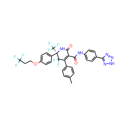 Cc1ccc(C2=C(C(=O)Nc3ccc(-c4nn[nH]n4)cc3)C(=O)N[C@@](c3ccc(OCCC(F)(F)F)cc3)(C(F)(F)F)C2(F)F)cc1 ZINC001772654420