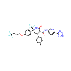 Cc1ccc(C2=C(C(=O)Nc3ccc(-c4nn[nH]n4)nc3)C(=O)N[C@](c3ccc(OCCCC(F)(F)F)cc3)(C(F)(F)F)C2)cc1 ZINC001772578669