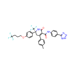 Cc1ccc(C2=C(C(=O)Nc3ccc(-c4nnn[nH]4)cc3)C(=O)N[C@@](c3ccc(OCCCC(F)(F)F)cc3)(C(F)(F)F)C2)cc1 ZINC000096285844