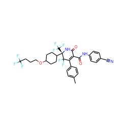 Cc1ccc(C2=C(C(=O)Nc3ccc(C#N)cc3)C(=O)N[C@](C3CCC(OCCCC(F)(F)F)CC3)(C(F)(F)F)C2(F)F)cc1 ZINC001772645569