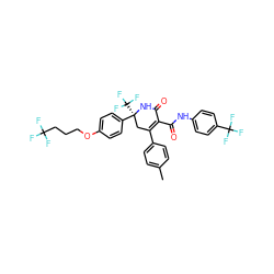 Cc1ccc(C2=C(C(=O)Nc3ccc(C(F)(F)F)cc3)C(=O)N[C@@](c3ccc(OCCCC(F)(F)F)cc3)(C(F)(F)F)C2)cc1 ZINC000224066552