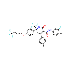 Cc1ccc(C2=C(C(=O)Nc3ccc(C)c(F)c3)C(=O)N[C@](c3ccc(OCCCC(F)(F)F)cc3)(C(F)(F)F)C2)cc1 ZINC001772622120