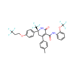 Cc1ccc(C2=C(C(=O)Nc3ccccc3OC(F)(F)F)C(=O)N[C@](c3ccc(OCCC(F)(F)F)cc3)(C(F)(F)F)C2)cc1 ZINC001772614968