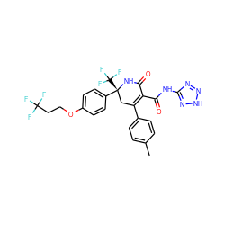 Cc1ccc(C2=C(C(=O)Nc3nn[nH]n3)C(=O)N[C@](c3ccc(OCCC(F)(F)F)cc3)(C(F)(F)F)C2)cc1 ZINC001772598093