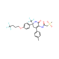 Cc1ccc(C2=C(NC(=O)CS(C)(=O)=O)C(=O)N[C@@](c3ccc(OCCCC(F)(F)F)cc3)(C(F)(F)F)C2)cc1 ZINC000206000479