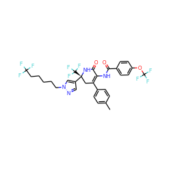 Cc1ccc(C2=C(NC(=O)c3ccc(OC(F)(F)F)cc3)C(=O)N[C@](c3cnn(CCCCCC(F)(F)F)c3)(C(F)(F)F)C2)cc1 ZINC001772612967