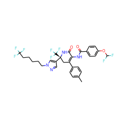 Cc1ccc(C2=C(NC(=O)c3ccc(OC(F)F)cc3)C(=O)N[C@](c3cnn(CCCCCC(F)(F)F)c3)(C(F)(F)F)C2)cc1 ZINC001772576250