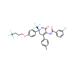 Cc1ccc(C2=C(NC(=O)c3cccc(Cl)c3)C(=O)N[C@](c3ccc(OCCCC(F)(F)F)cc3)(C(F)(F)F)C2)cc1 ZINC001772600400