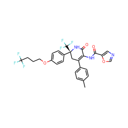 Cc1ccc(C2=C(NC(=O)c3cnco3)C(=O)N[C@](c3ccc(OCCCC(F)(F)F)cc3)(C(F)(F)F)C2)cc1 ZINC001772588455