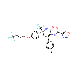 Cc1ccc(C2=C(NC(=O)c3cocn3)C(=O)N[C@](c3ccc(OCCCC(F)(F)F)cc3)(C(F)(F)F)C2)cc1 ZINC001772585622