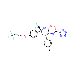 Cc1ccc(C2=C(NC(=O)c3nn[nH]n3)C(=O)N[C@](c3ccc(OCCCC(F)(F)F)cc3)(C(F)(F)F)C2)cc1 ZINC001772645631