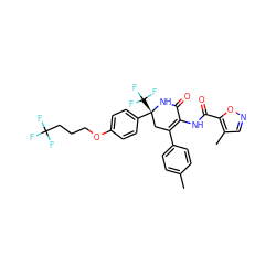 Cc1ccc(C2=C(NC(=O)c3oncc3C)C(=O)N[C@](c3ccc(OCCCC(F)(F)F)cc3)(C(F)(F)F)C2)cc1 ZINC001772603095