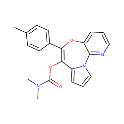 Cc1ccc(C2=C(OC(=O)N(C)C)c3cccn3-c3ncccc3O2)cc1 ZINC000013491322