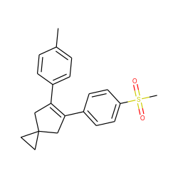 Cc1ccc(C2=C(c3ccc(S(C)(=O)=O)cc3)CC3(CC3)C2)cc1 ZINC000003814733