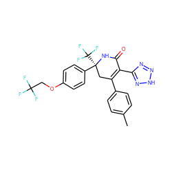 Cc1ccc(C2=C(c3nn[nH]n3)C(=O)N[C@@](c3ccc(OCC(F)(F)F)cc3)(C(F)(F)F)C2)cc1 ZINC001772633753