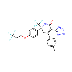 Cc1ccc(C2=C(c3nn[nH]n3)C(=O)N[C@@](c3ccc(OCCC(F)(F)F)cc3)(C(F)(F)F)C2)cc1 ZINC001772657967