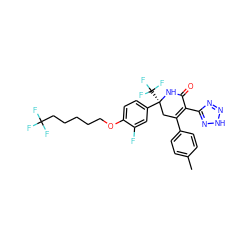 Cc1ccc(C2=C(c3nn[nH]n3)C(=O)N[C@@](c3ccc(OCCCCCC(F)(F)F)c(F)c3)(C(F)(F)F)C2)cc1 ZINC001772572974