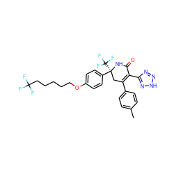 Cc1ccc(C2=C(c3nn[nH]n3)C(=O)N[C@@](c3ccc(OCCCCCC(F)(F)F)cc3)(C(F)(F)F)C2)cc1 ZINC000223919876