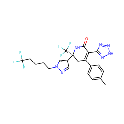 Cc1ccc(C2=C(c3nn[nH]n3)C(=O)N[C@@](c3cnn(CCCCC(F)(F)F)c3)(C(F)(F)F)C2)cc1 ZINC000223903848