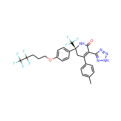 Cc1ccc(C2=C(c3nn[nH]n3)C(=O)N[C@](c3ccc(OCCCC(F)(F)C(F)(F)F)cc3)(C(F)(F)F)C2)cc1 ZINC001772643740