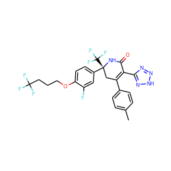 Cc1ccc(C2=C(c3nn[nH]n3)C(=O)N[C@](c3ccc(OCCCC(F)(F)F)c(F)c3)(C(F)(F)F)C2)cc1 ZINC001772583898