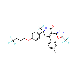 Cc1ccc(C2=C(c3nnc(C(F)(F)F)o3)C(=O)N[C@@](c3ccc(OCCCC(F)(F)F)cc3)(C(F)(F)F)C2)cc1 ZINC000223918988