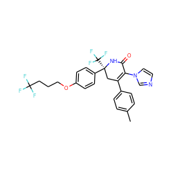 Cc1ccc(C2=C(n3ccnc3)C(=O)N[C@@](c3ccc(OCCCC(F)(F)F)cc3)(C(F)(F)F)C2)cc1 ZINC001772579060