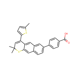 Cc1ccc(C2=CC(C)(C)Sc3cc4ccc(-c5ccc(C(=O)O)cc5)cc4cc32)s1 ZINC000027850253