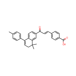 Cc1ccc(C2=CCC(C)(C)c3cc(C(=O)/C=C/c4ccc(C(=O)O)cc4)ccc32)cc1 ZINC000034753025