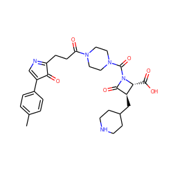 Cc1ccc(C2=CN=C(CCC(=O)N3CCN(C(=O)N4C(=O)[C@H](CC5CCNCC5)[C@H]4C(=O)O)CC3)C2=O)cc1 ZINC000026294476