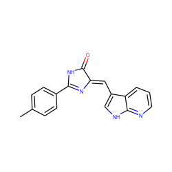 Cc1ccc(C2=N/C(=C\c3c[nH]c4ncccc34)C(=O)N2)cc1 ZINC000040973838