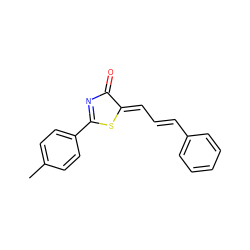 Cc1ccc(C2=NC(=O)/C(=C/C=C/c3ccccc3)S2)cc1 ZINC000001415275