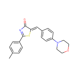 Cc1ccc(C2=NC(=O)/C(=C/c3ccc(N4CCOCC4)cc3)S2)cc1 ZINC000299834243