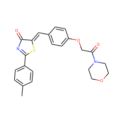 Cc1ccc(C2=NC(=O)/C(=C/c3ccc(OCC(=O)N4CCOCC4)cc3)S2)cc1 ZINC000299827329