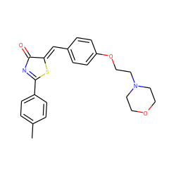 Cc1ccc(C2=NC(=O)/C(=C/c3ccc(OCCN4CCOCC4)cc3)S2)cc1 ZINC000299829586