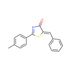 Cc1ccc(C2=NC(=O)/C(=C/c3ccccc3)S2)cc1 ZINC000005600154