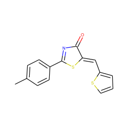 Cc1ccc(C2=NC(=O)/C(=C/c3cccs3)S2)cc1 ZINC000000199242