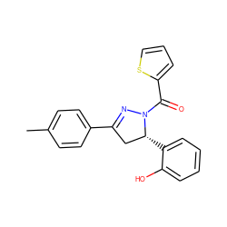 Cc1ccc(C2=NN(C(=O)c3cccs3)[C@H](c3ccccc3O)C2)cc1 ZINC000004292049