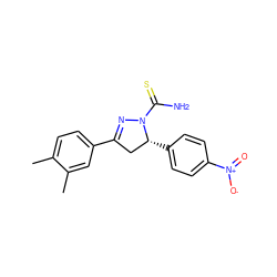 Cc1ccc(C2=NN(C(N)=S)[C@H](c3ccc([N+](=O)[O-])cc3)C2)cc1C ZINC000053226761